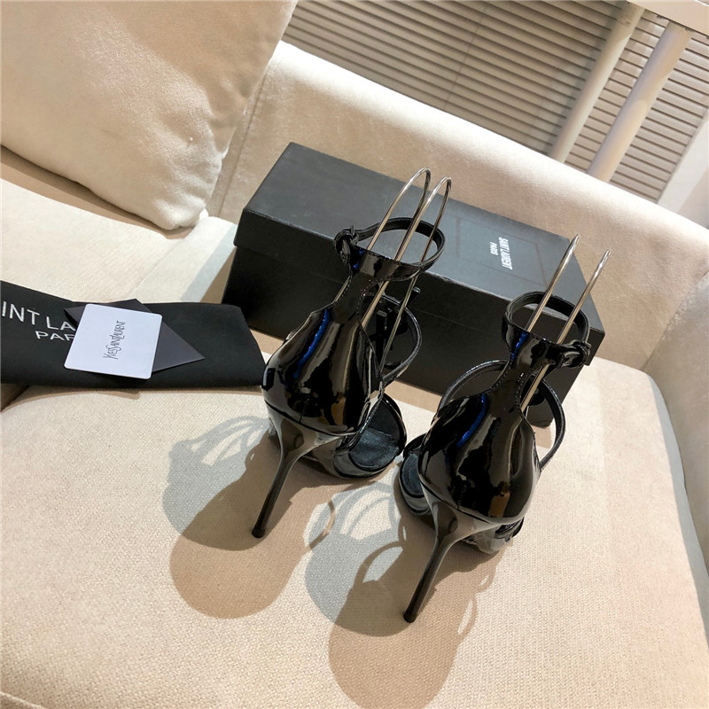 Sa1nt Lau*nt cassandra black patent heels sandals