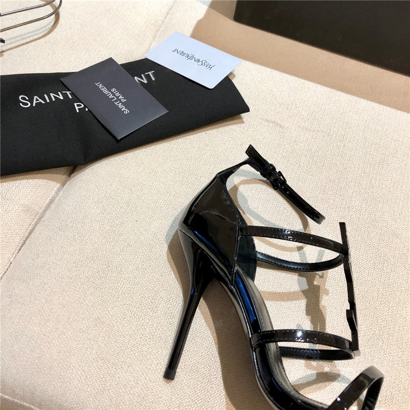 Sa1nt Lau*nt cassandra black patent heels sandals