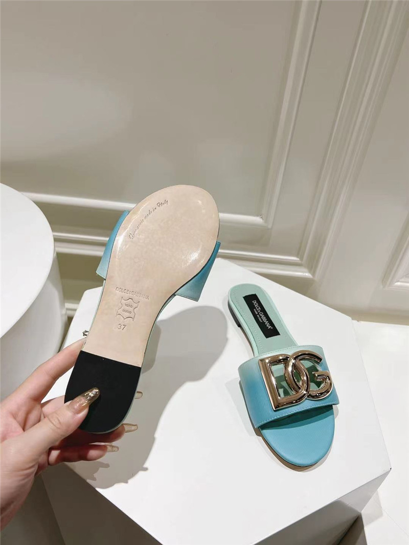Dolce & Gabbana Gold DG Ombré-Print Sliders in Blue