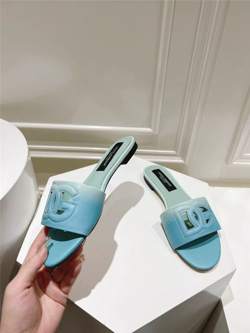 Dolce & Gabbana Blue Ombré-Print Calfskin Sliders