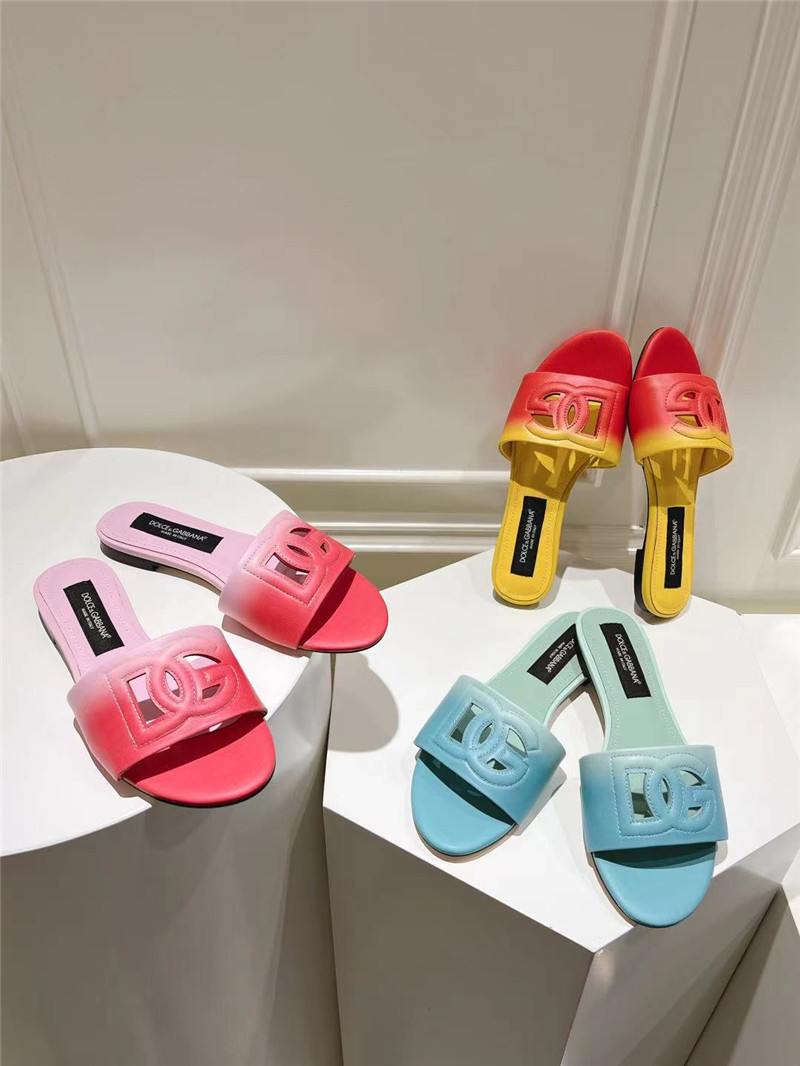 Dolce & Gabbana Blue Ombré-Print Calfskin Sliders