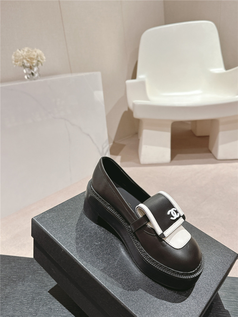 Ch**el moccasin flip cover loafers black and white