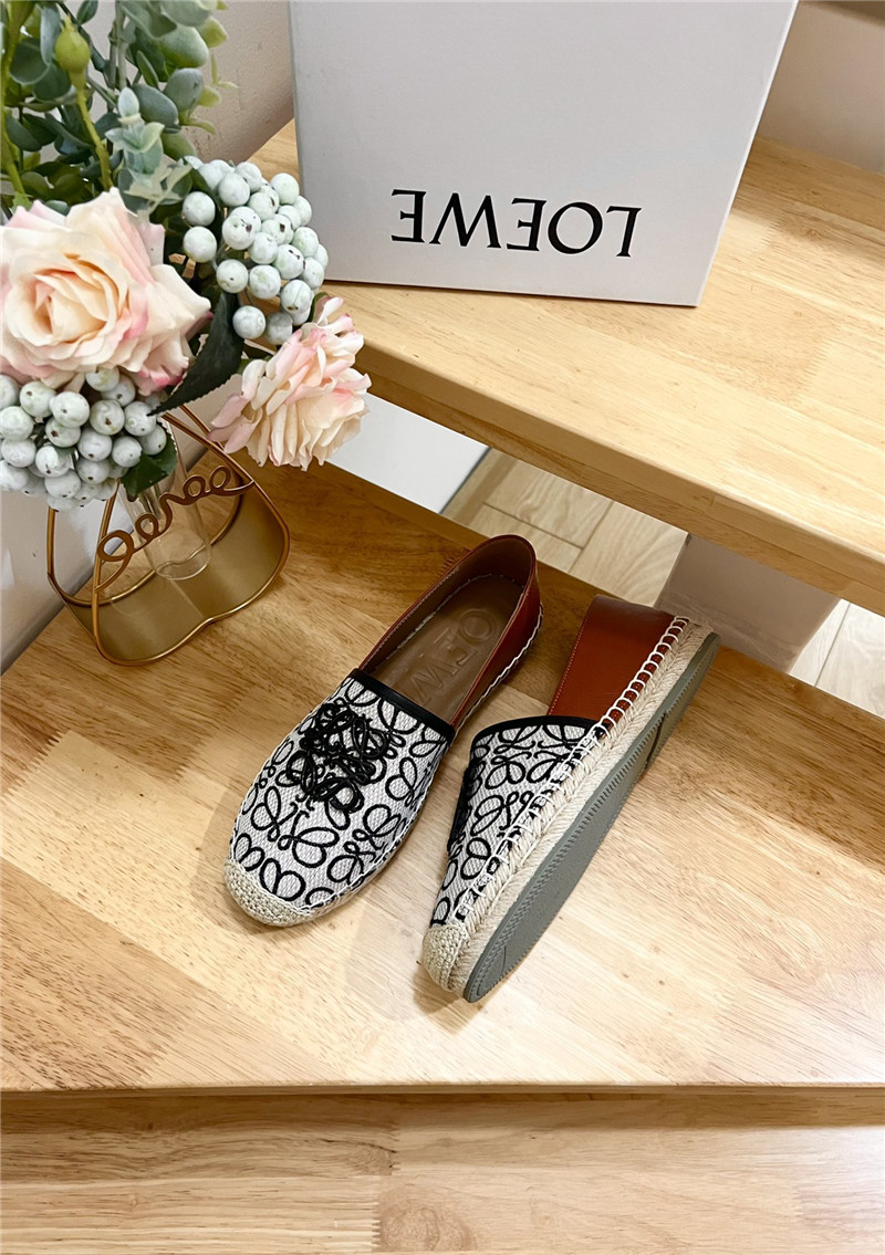 L0ew* anagram jacquard espadrilles black and white
