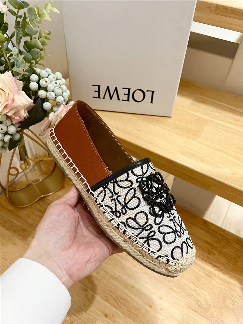 L0ew* anagram jacquard espadrilles black and white