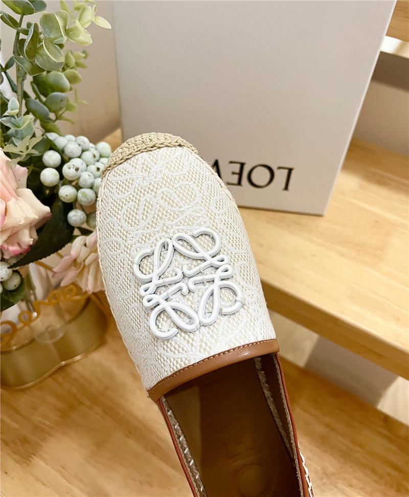 L0ew* anagram jacquard espadrilles white