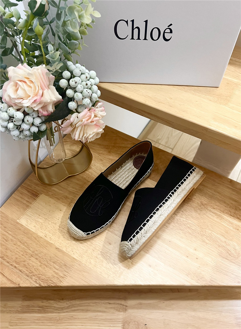 Chloé Isla Espadrille Black Cotton