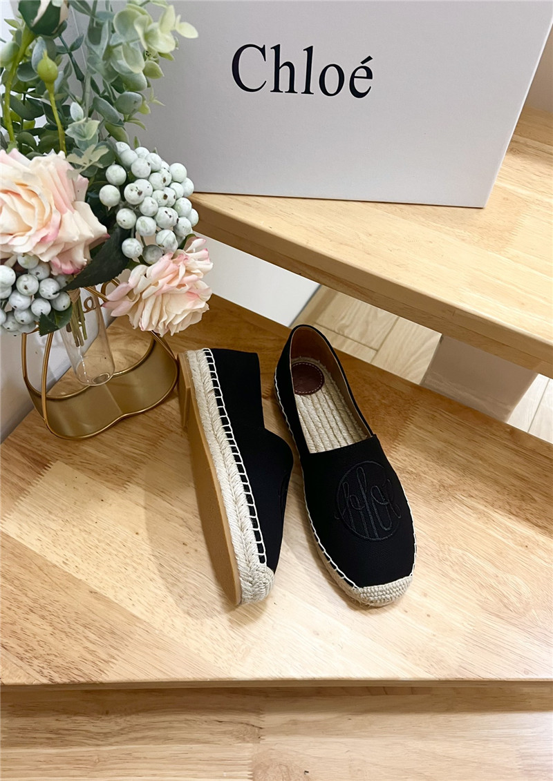 Chloé Isla Espadrille Black Cotton