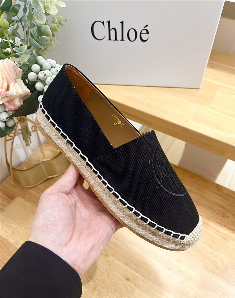 Chloé Isla Espadrille Black Cotton