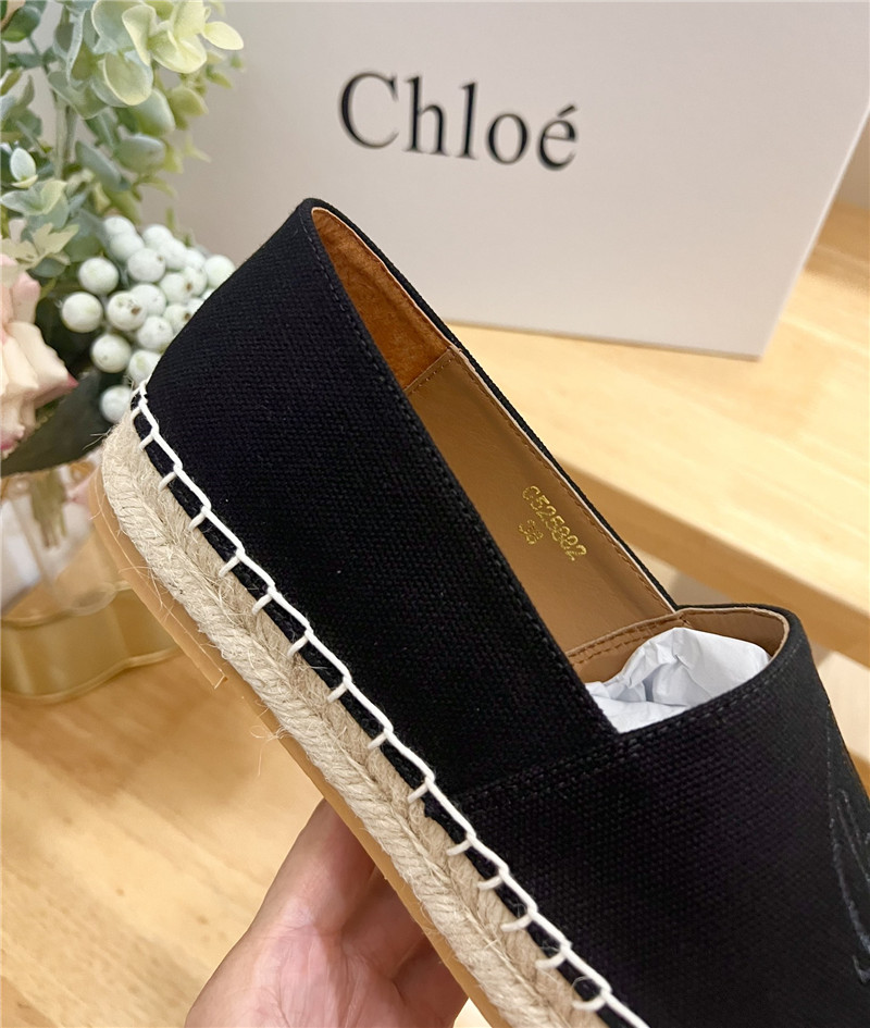 Chloé Isla Espadrille Black Cotton