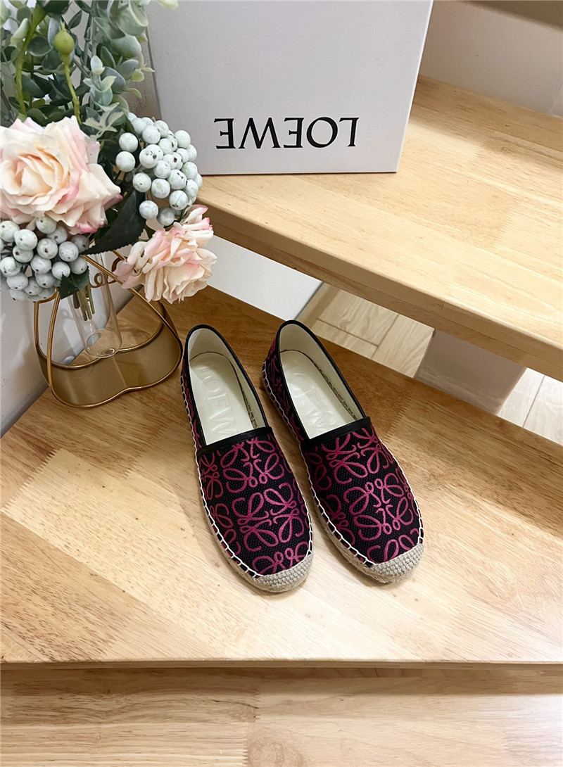 L0ew* anagram jacquard espadrilles black and fuchsia