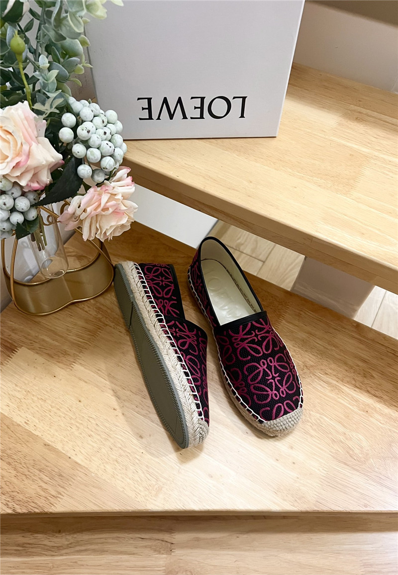 L0ew* anagram jacquard espadrilles black and fuchsia