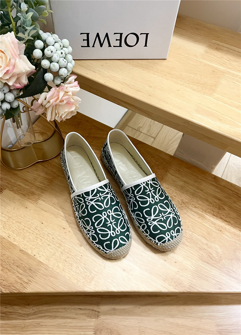 L0ew* anagram jacquard espadrilles green and white
