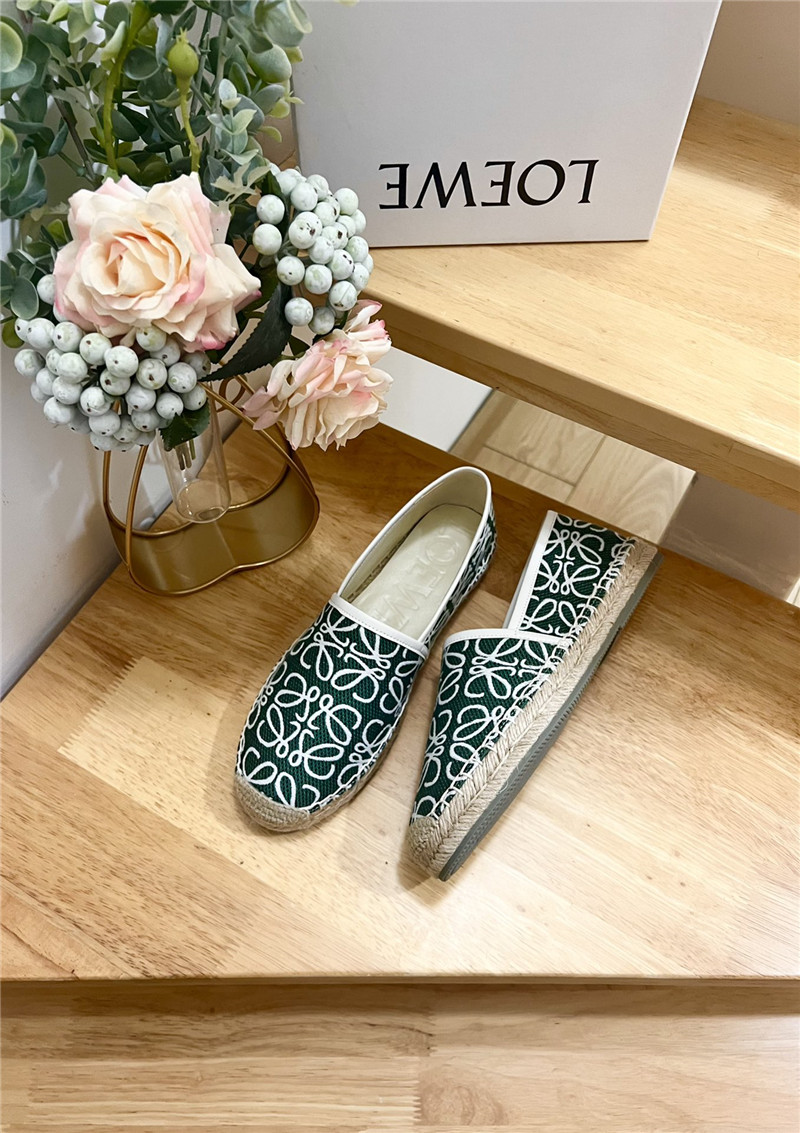 L0ew* anagram jacquard espadrilles green and white