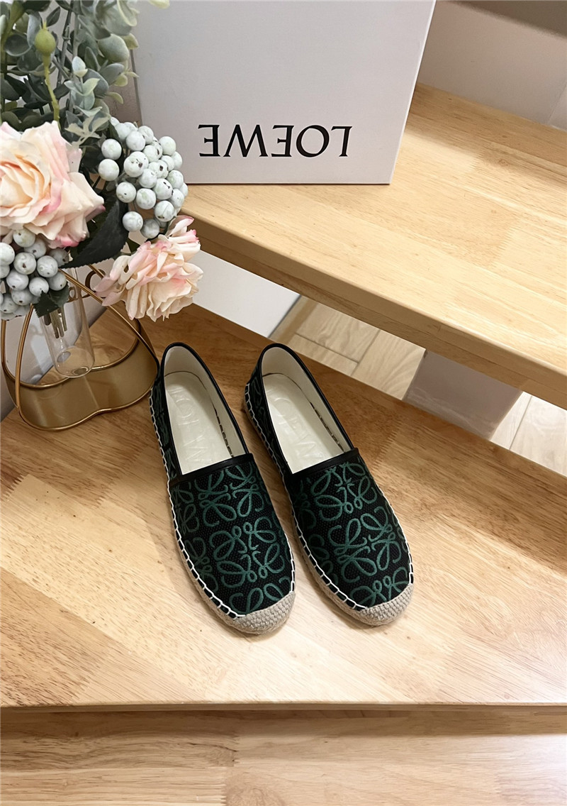 L0ew* anagram jacquard espadrilles black and green