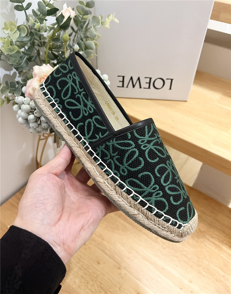 L0ew* anagram jacquard espadrilles black and green