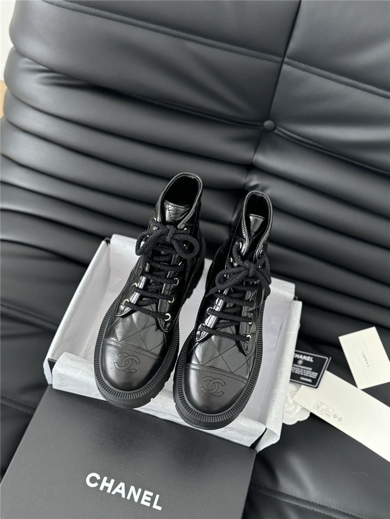 ch**el D1am0nd calfskin lace-up ankle boots