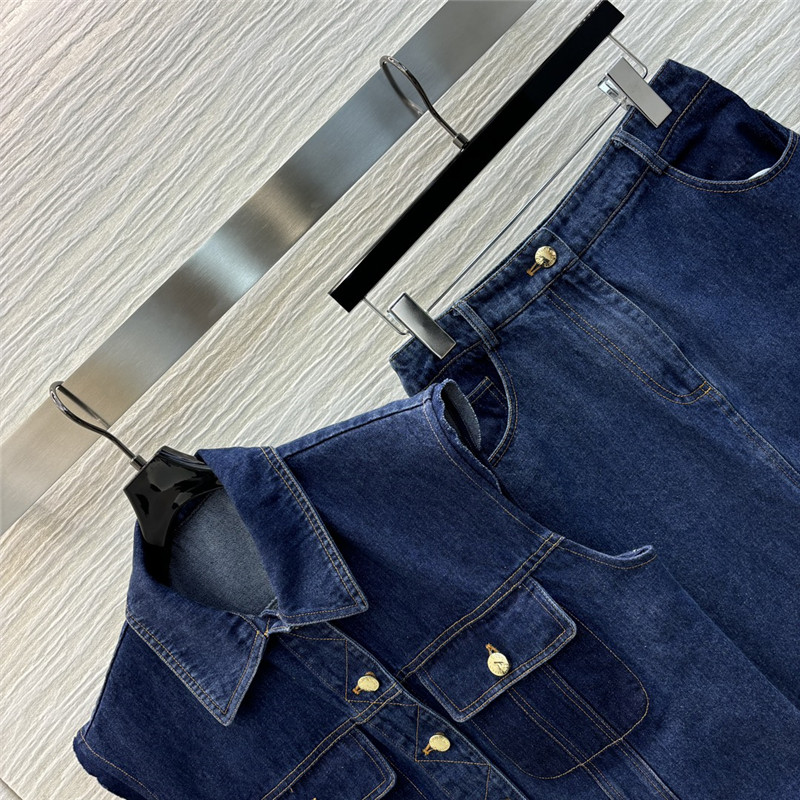 l0vis Vvtt0n lv topstitched vest denim suit replica clothes