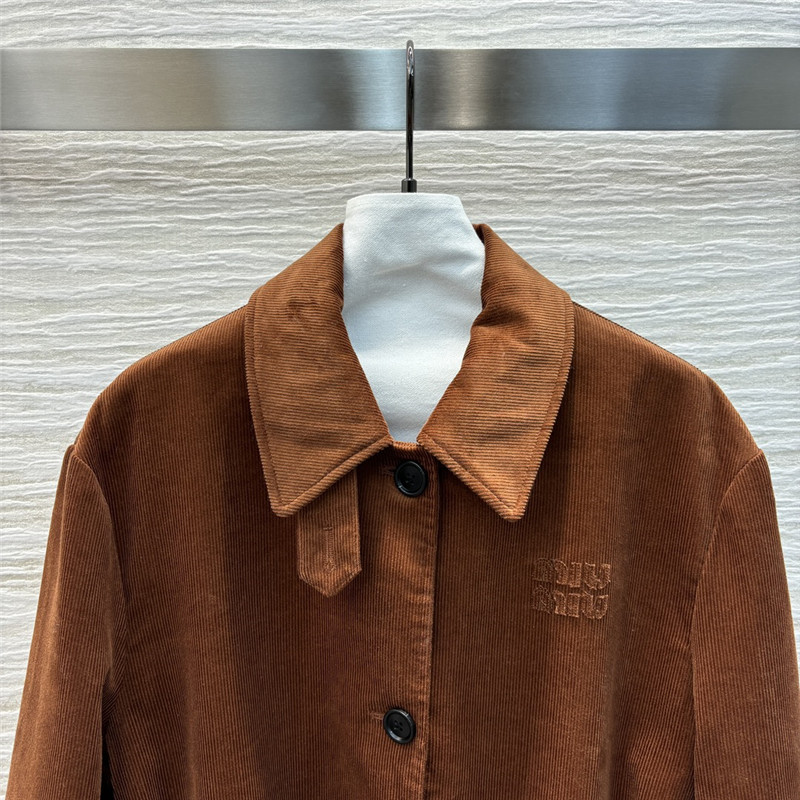 M1um1u corduroy lapel long coat replica d&g clothing