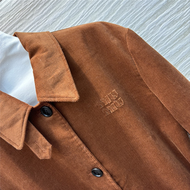 M1um1u corduroy lapel long coat replica d&g clothing