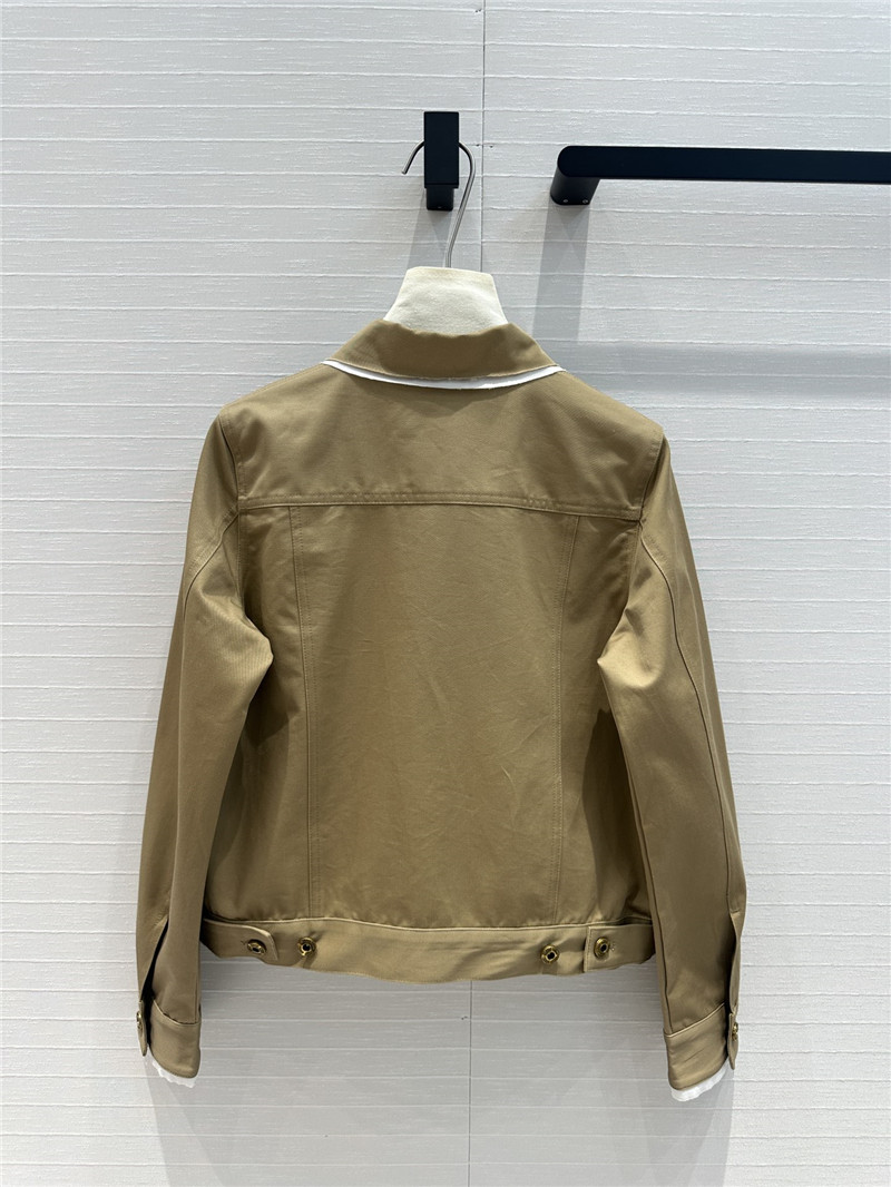 M1um1u khaki contrast lapel jacket replica clothes