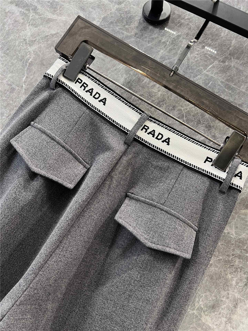 Pra*a letter webbing waist drawstring overalls replica clothes