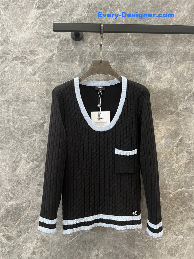 Ch**el slim round neck sweater replicas clothes