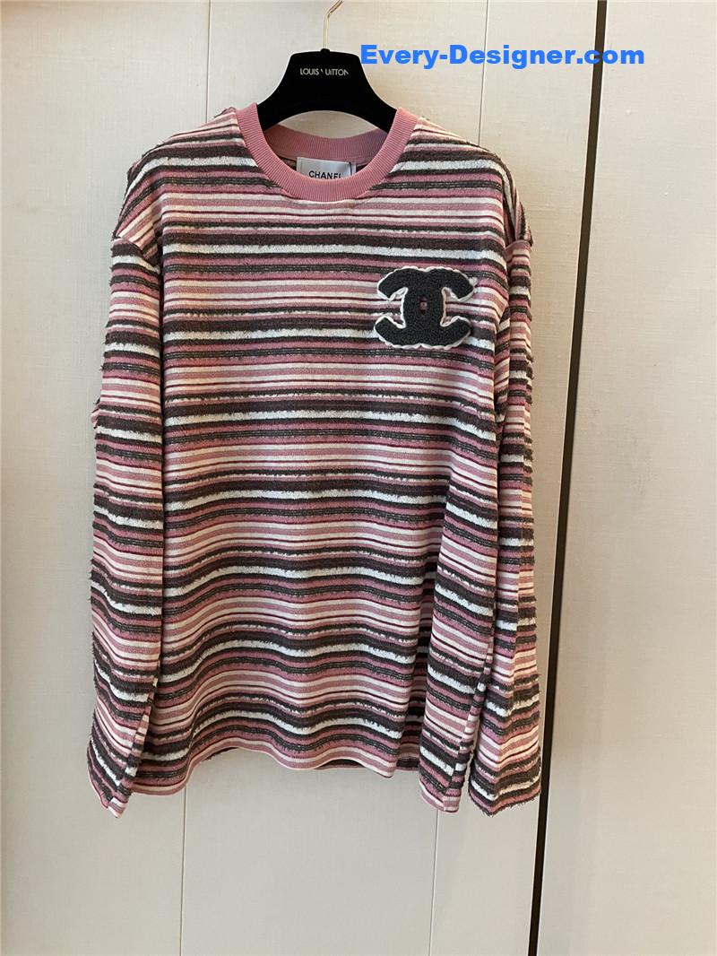 Ch**el round neck striped long sleeve replica designer clothes