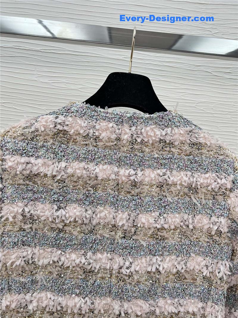 Ch**el striped pink coat replica d&g clothing