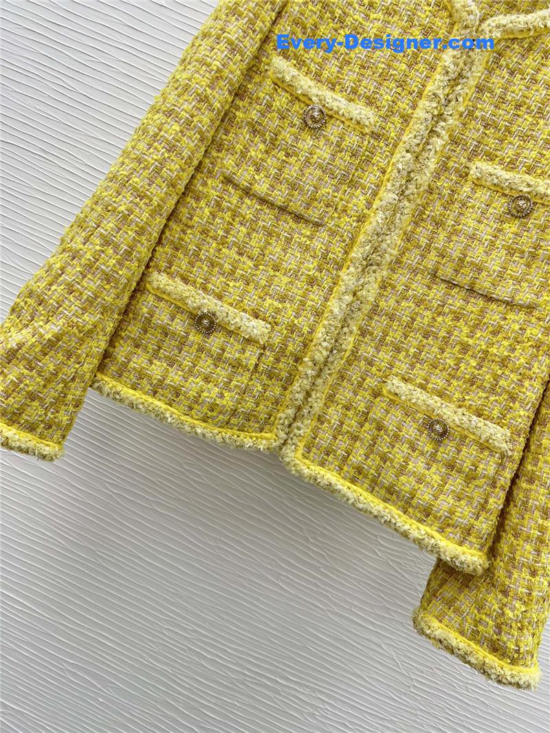 Ch**el woven small v collar coat replica d&g clothing