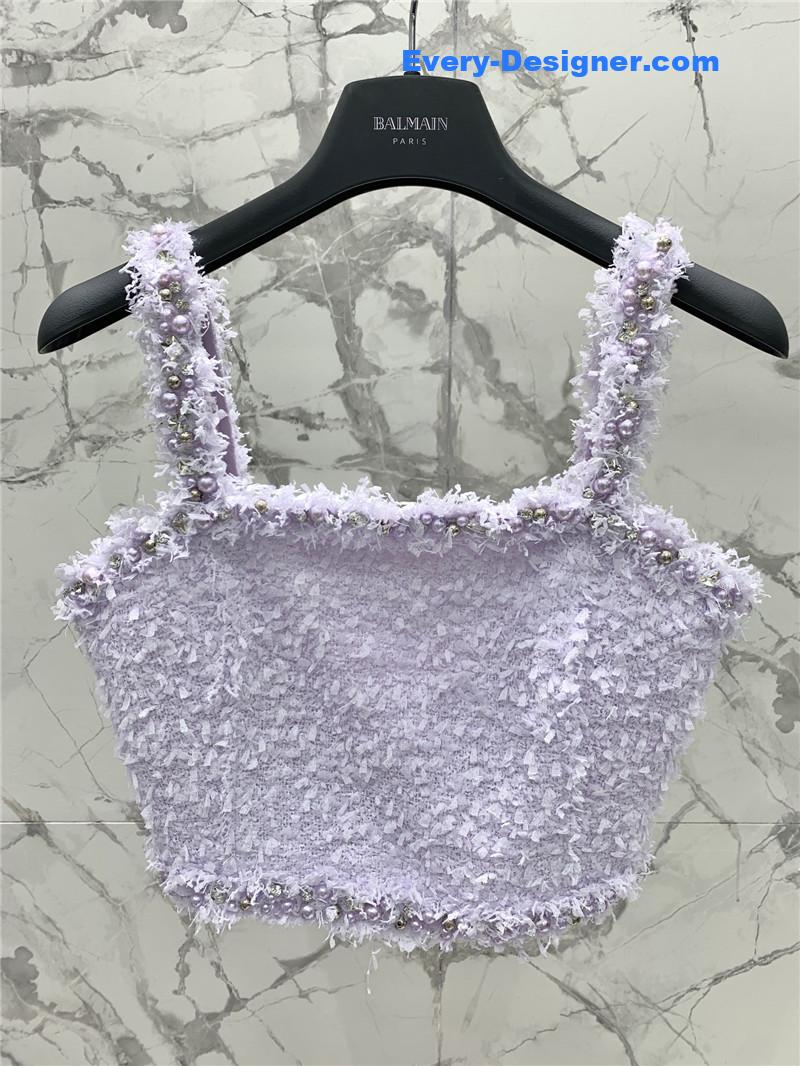 Balmain light purple woolen suit cheap replica designer clothes