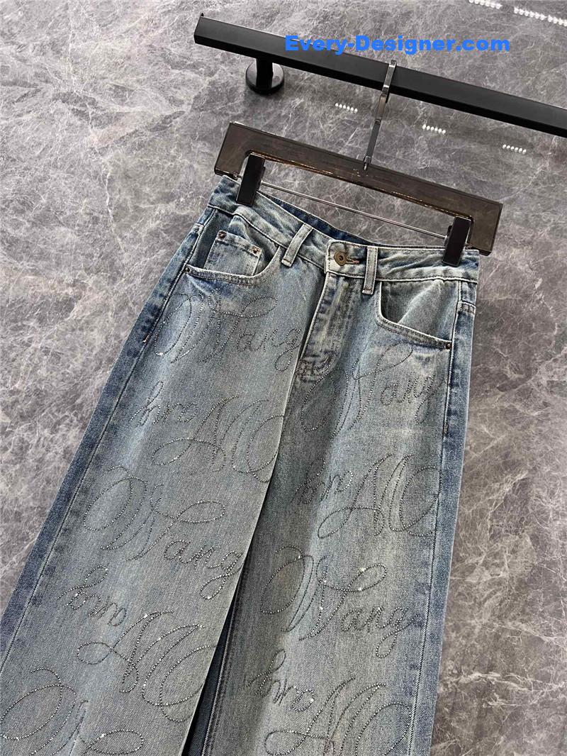 A1exa*der wang rhinestone denim trousers replicas clothes