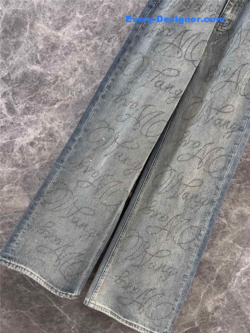A1exa*der wang rhinestone denim trousers replicas clothes
