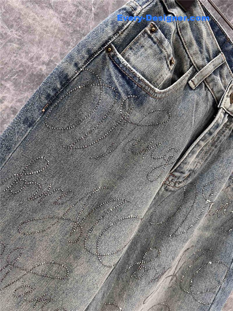 A1exa*der wang rhinestone denim trousers replicas clothes