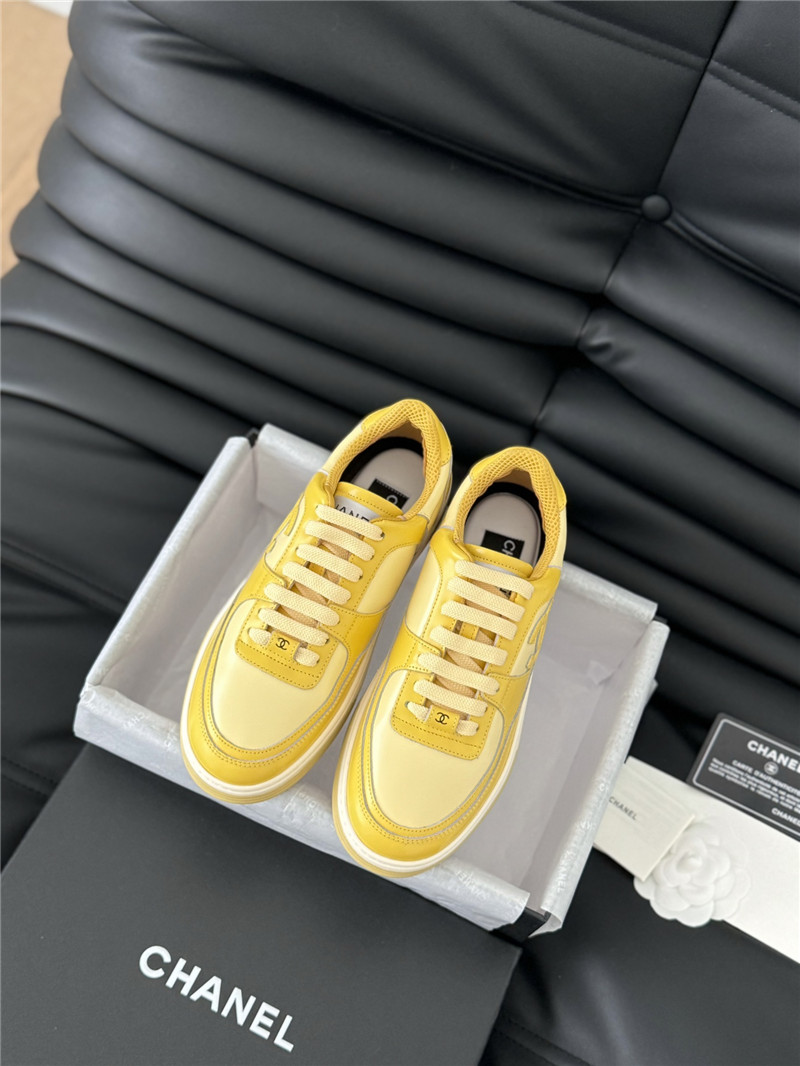 Ch**el yellow logo low top sneakers