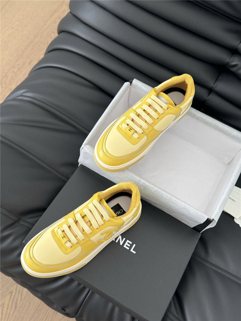 Ch**el yellow logo low top sneakers