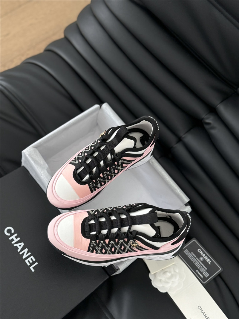 Ch**el logo suede calfskin sneakers in pink