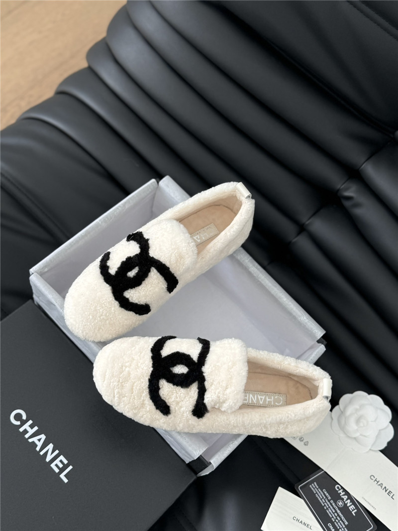 Ch**el shearling loafer flats in ivory
