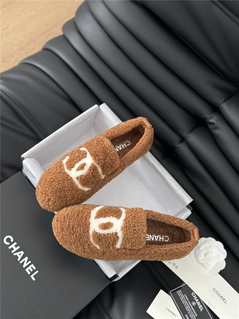 Ch**el shearling loafer flats in brown