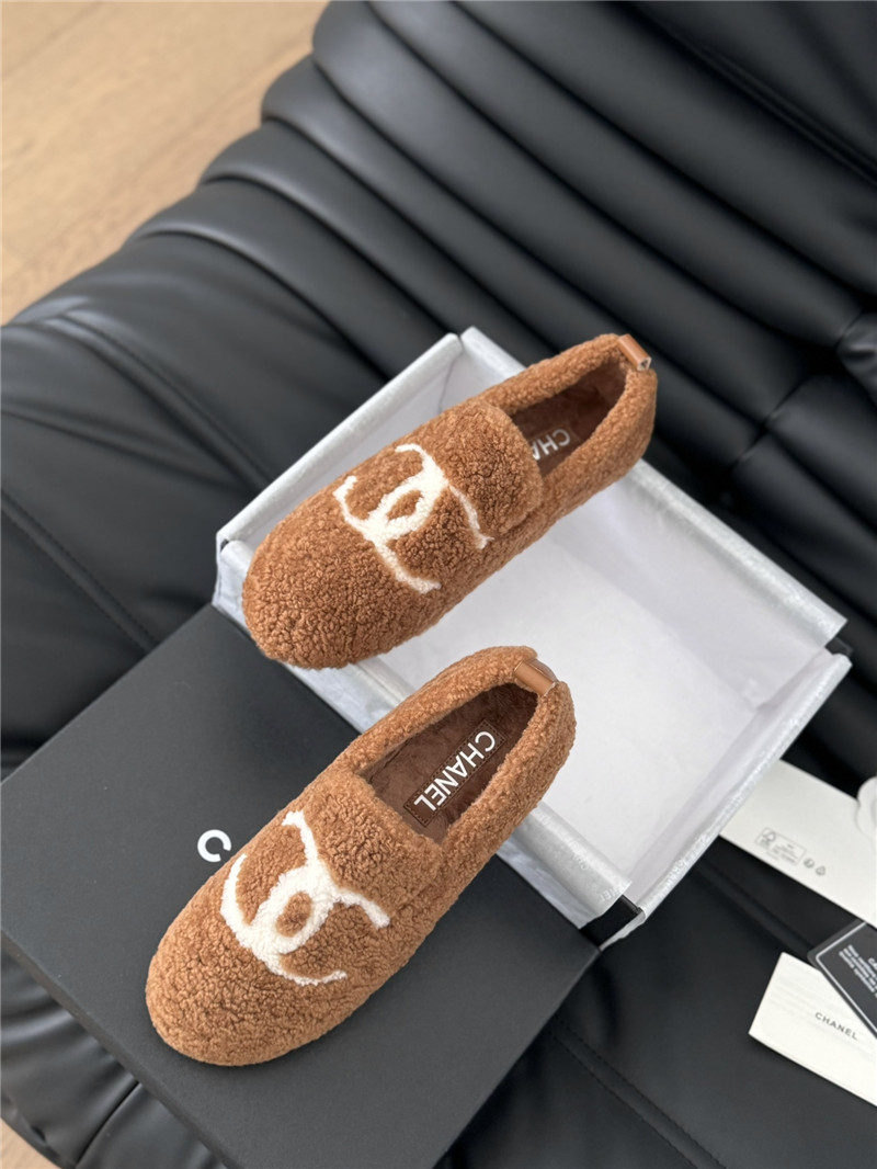 Ch**el shearling loafer flats in brown