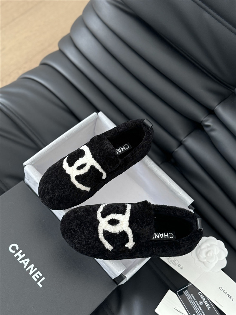 Ch**el shearling loafer flats in black