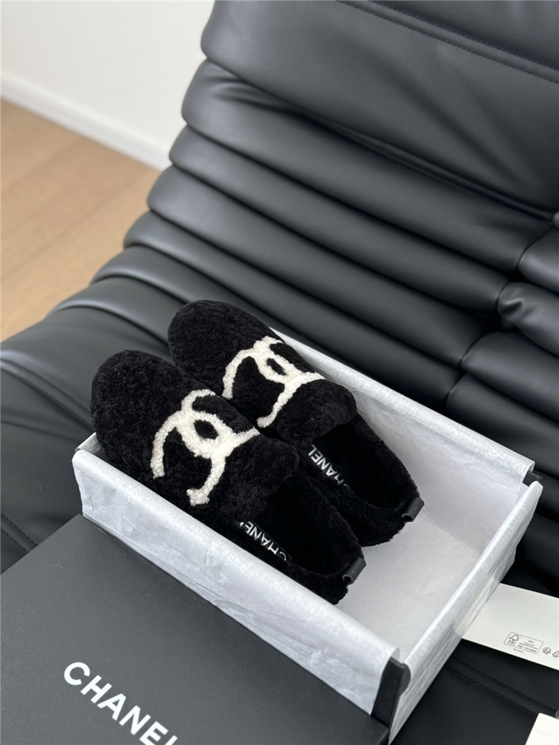 Ch**el shearling loafer flats in black