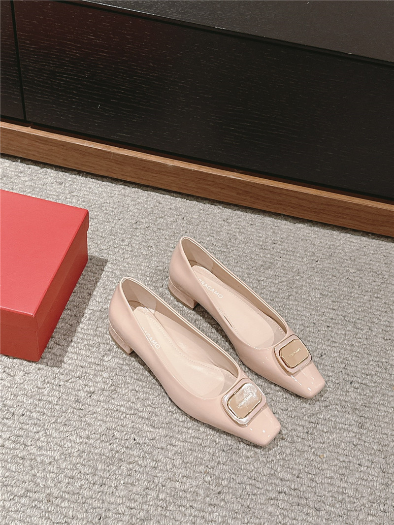 Salvatore Ferragamo Pink Pattern Vara Plate Pumps