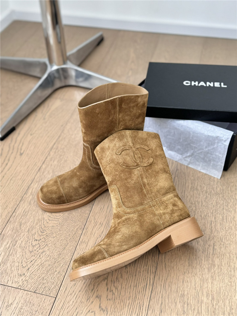 Ch**el logo suede ankle boots