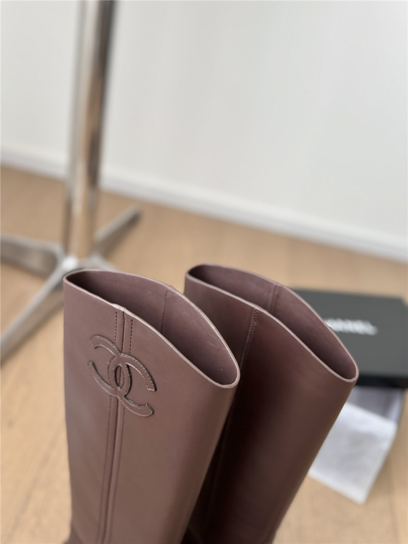 Ch**el logo knee-high boots for women