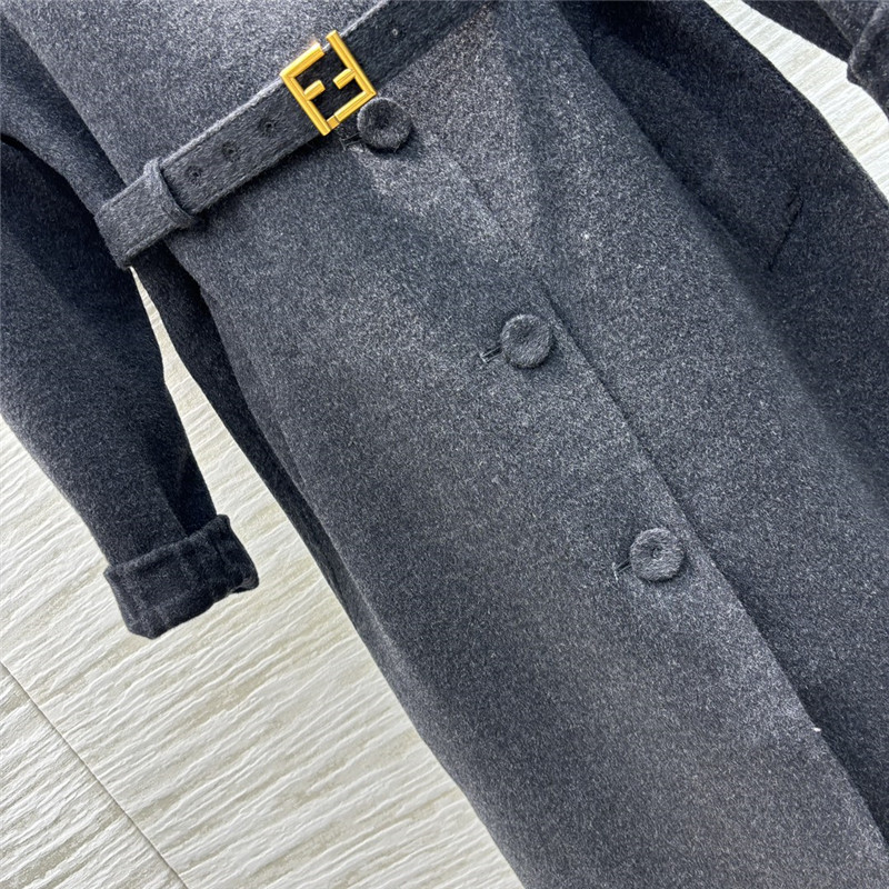 F**di logo jacquard lining lapel wool coat replicas clothes