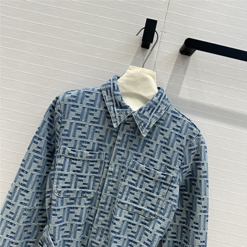 F**di lapel double pocket denim shirt replicas clothes