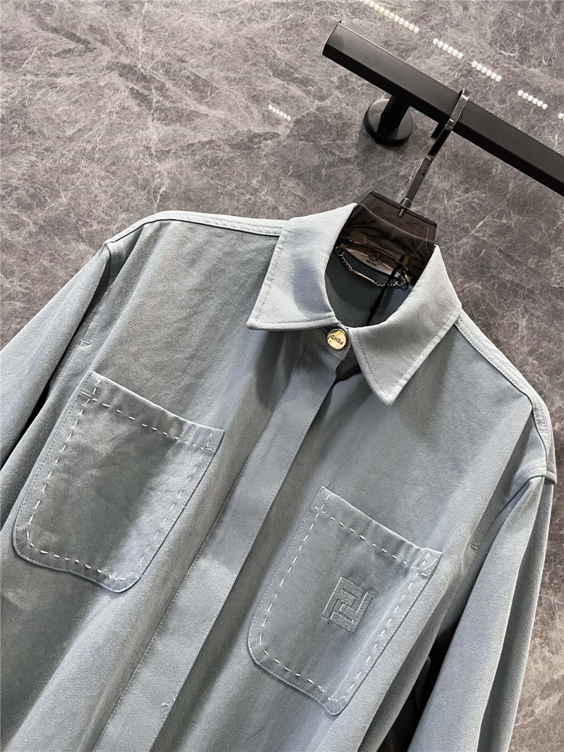 F**di lapel jacket denim coat replica clothing sites