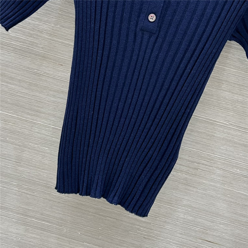 M1um1u slim fit polo collar knit top replicas clothes