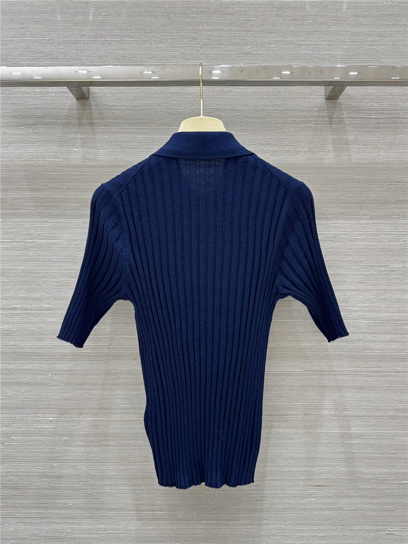 M1um1u slim fit polo collar knit top replicas clothes