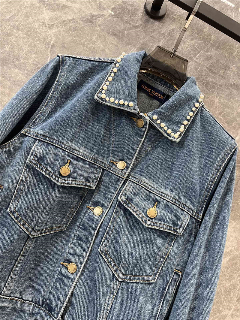 l0vis Vvtt0n lv beaded short denim jacket replica clothes
